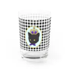 y.nyanmo やよにゃんものギンガムチェック　黒猫　グラス Water Glass :left