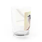 神塚ときお@オフィシャルショップ(SUZURI)の神塚ときお　鳥イラストコレクション　エナガ Water Glass :left