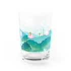 くねくね道の蓮とお釈迦様（グラス） Water Glass :left