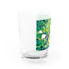 ラズリのトイカメラの青い蝶々とシロツメクサ Water Glass :left