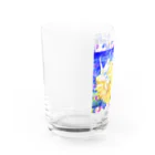 十二夜の書架の向日葵と翡翠・紫陽花の花びら（正方形） Water Glass :left