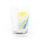  Pastel Design Art 天使のお部屋のユニコーンと虹 Water Glass :left