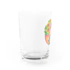 星架月の「窓際の夏」夕焼け・向日葵縁・浴衣の女の子 Water Glass :left