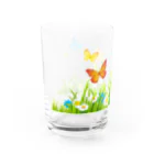 VIETSTAR★１０８のレトログラス　花畑と蝶 グラス左面