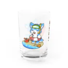 蓮のあおまるグラス(海) Water Glass :left