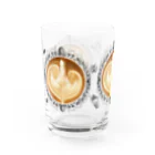 Prism coffee beanの【Lady's sweet coffee】ラテアート エレガンスリーフ  / With accessories ～2杯目～ Water Glass :left