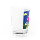 Blupiggの幸せの丘ピンクの木 Water Glass :left