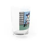 たむ小パデル部のパデル部あき画伯レボテ黒ロゴバージョン Water Glass :left