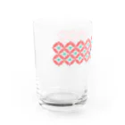 工房 クレーンの【 花畑 】レトロなこぎん刺しグラス (ピンク×ミント) Water Glass :left