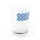 工房 クレーンの【 花畑 】レトロなこぎん刺しグラス (ブルー×オレンジ) Water Glass :left