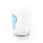 黒猫とカンパニュラのトリケラトプス好きのトリケラちゃんpopカラー Water Glass :right