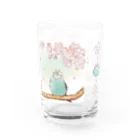 - 羽やすめのトマリ木 -の水色インコさんと春うらら Water Glass :right