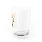 Cat &Flower_illustrationのレトロで美しい水彩のチューリップ Water Glass :right