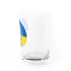 諭苑のSUZURI店のLove＆Peace観世音菩薩ウクライナ国旗背景 Water Glass :right