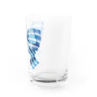 HosoMitsu-painterの水色のストライプリボン Water Glass :right