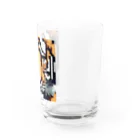 ki1962のドット絵で描かれた虎のアップ画像のプレミアムグッズ Water Glass :right