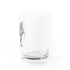 心の彩アートのグレーキャット Water Glass :right