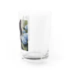 capcat1919のハチワレ猫白黒と紫陽花 Water Glass :right