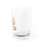 Tokyo_Doodleのもふもふアプリコット　トイプードル　たべる Water Glass :right