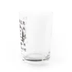 有限会社サイエンスファクトリーの総本家たぬき村 公式ロゴ(抜き文字) black ver. Water Glass :right