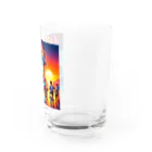 Dracula-modokiの80年代×青春×ゲームセンター×夕日イラスト Water Glass :right