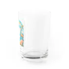 りんりんの可愛いシロクマちゃんショップ　かわいいよ！の白くてふわふわのシロクマちゃんと花々 Water Glass :right