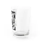 幸運のアートの白黒　ホワイトタイガー Water Glass :right