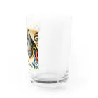 chaochao0701の浮世絵風　猫（顔）"Ukiyo-e Style Cat (Face)"  "浮世绘风格的猫（脸）" Water Glass :right