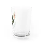 segasworksのねこさんのお顔（白黒ねこ） Water Glass :right