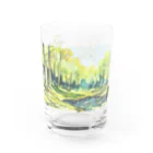 猫との風景の茶トラと森グラス Water Glass :right