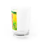 猫好きの谷の猫の水彩画/花畑のオシキャットねこのイラスト/キジトラネコ Water Glass :right