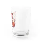 Snow-peaceの可愛いキツネのフードをかぶった子猫のイラスト Water Glass :right