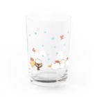 きゃらきゃらマキアートのもっふりスズメとシマエナガ(青) Water Glass :right