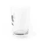 コロ。COLOM.犬いぬdogリボングッズ.のCOLOM.コロ。ロゴ！リボングッズ！黒チェック。りぼん Water Glass :right