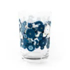 Japanese Fabric Flower coconの花群生紋様　縹×月白 Water Glass :right