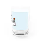 うえたに夫婦のビーカーくんロゴ水色背景 Water Glass :right