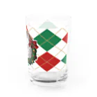 野田　尚花のクリスマスリースと猫　アーガイル柄 Water Glass :right