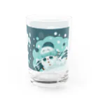 オムタマスタジオの雪だるまと雪うさぎ Water Glass :right