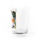 丸みの柴犬とお花 Water Glass :right