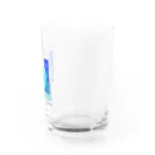 むーむー小屋のちびちゃんです！　セリフ付き青背景 Water Glass :right