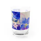 十二夜の書架のピアノと横浜の海・紫陽花の花びら Water Glass :right