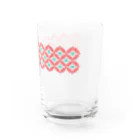 工房 クレーンの【 花畑 】レトロなこぎん刺しグラス (ピンク×ミント) Water Glass :right
