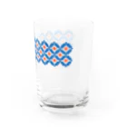 工房 クレーンの【 花畑 】レトロなこぎん刺しグラス (ブルー×オレンジ) Water Glass :right