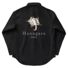 Hanagara animal cafeのモモンガと花柄アニマルカフェのロゴ入り。 ワークシャツ