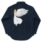 八咫烏帽子の鳥小屋の祈る天使（前のを少し調整） ワークシャツ