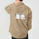 ヤママユ(ヤママユ・ペンギイナ)のふたごのジェンツーペンギン(ロゴあり) ワークシャツ