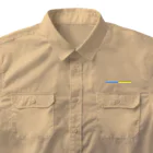 サトオのエンブレム風カモフラピースマーク(Peace symbol)ウクライナ色 Work Shirt