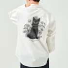 COCOMEMORIALの花咲き黒猫 ワークシャツ