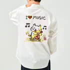 KIYOKA88WONDERLANDのウクレレねこちゃん （ギターねこちゃん）ukulele kitty guitar kitty ワークシャツ
