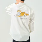 Shiba Inu Streetの水色の首輪をつけてゆったり座る柴犬のドット絵 Work Shirt